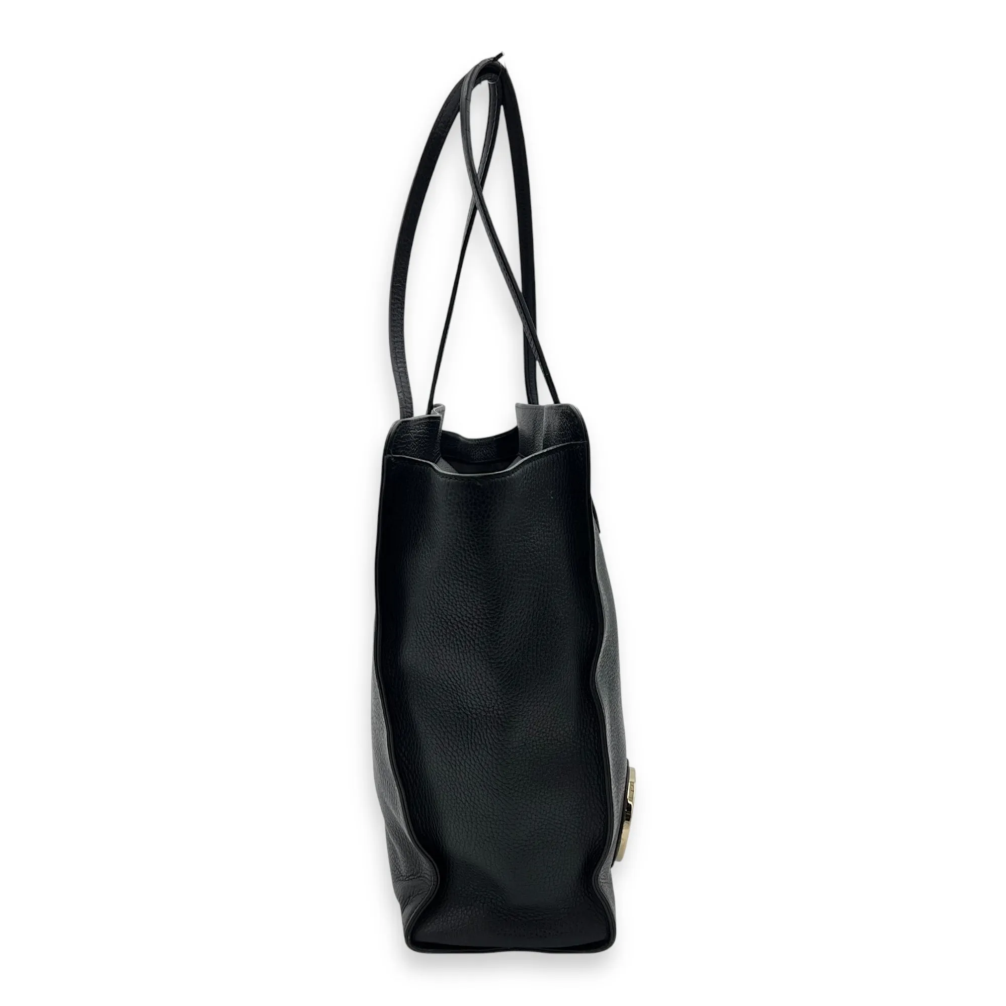 Interlocking G Tote Bag Black in Calfskin, Gold hardware