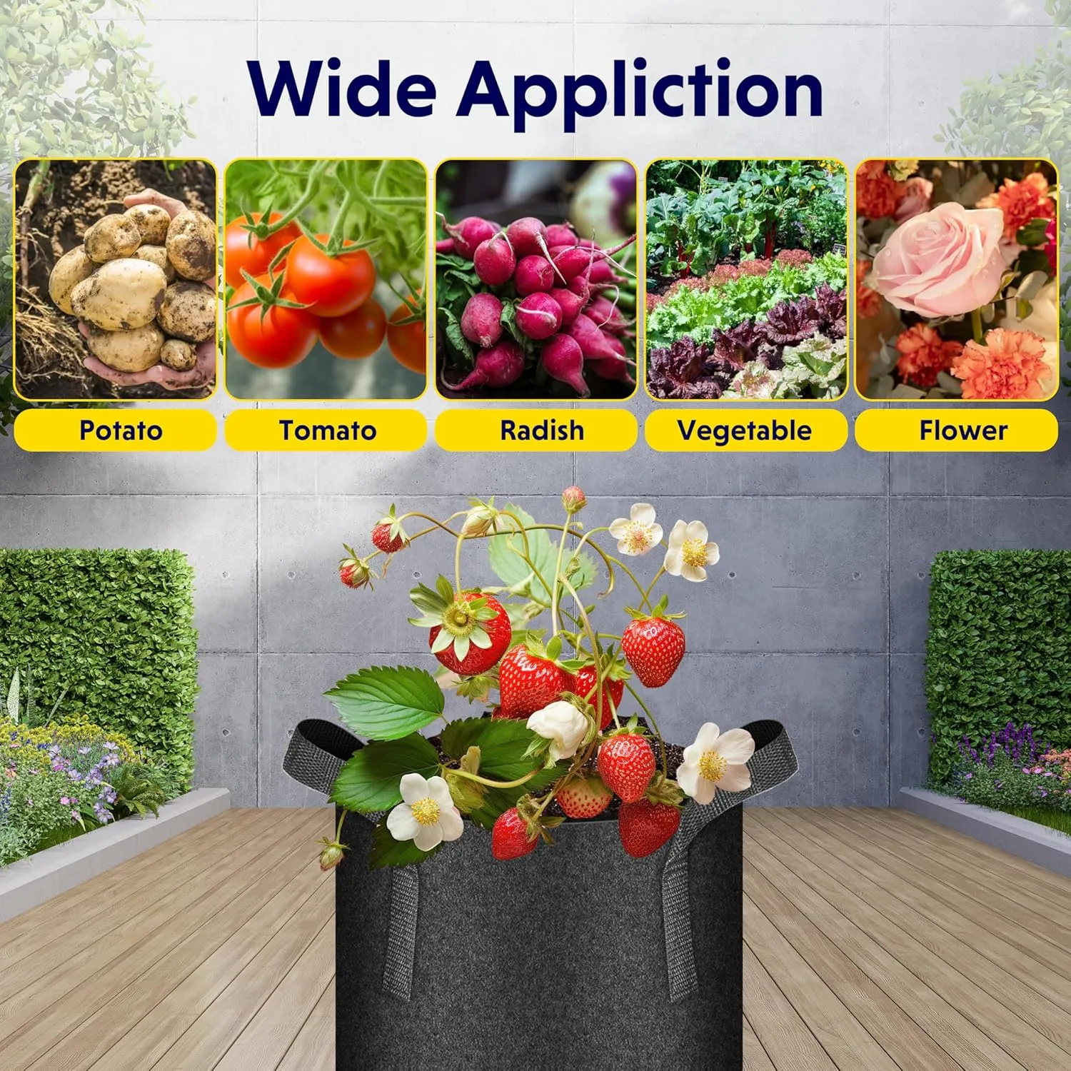 iPower 10 Gallon Grow Bags Nonwoven Fabric Pots Aeration Container with Strap Handles for Garden and Planting, 10-Pack Black New