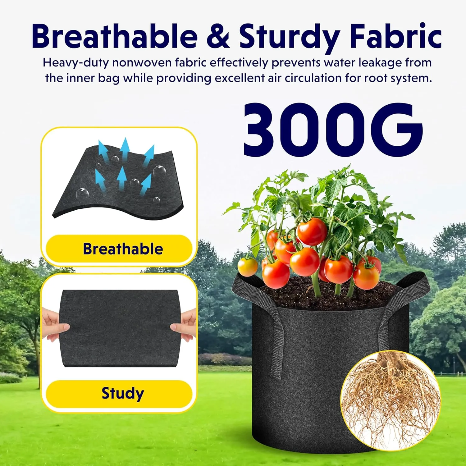 iPower 10 Gallon Grow Bags Nonwoven Fabric Pots Aeration Container with Strap Handles for Garden and Planting, 10-Pack Black New