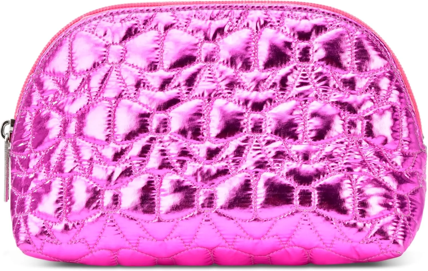 iscream 8.25" x 5" Quilted Fully Lined Wide Zipper Opening Cosmetic Bag - Shining Bows