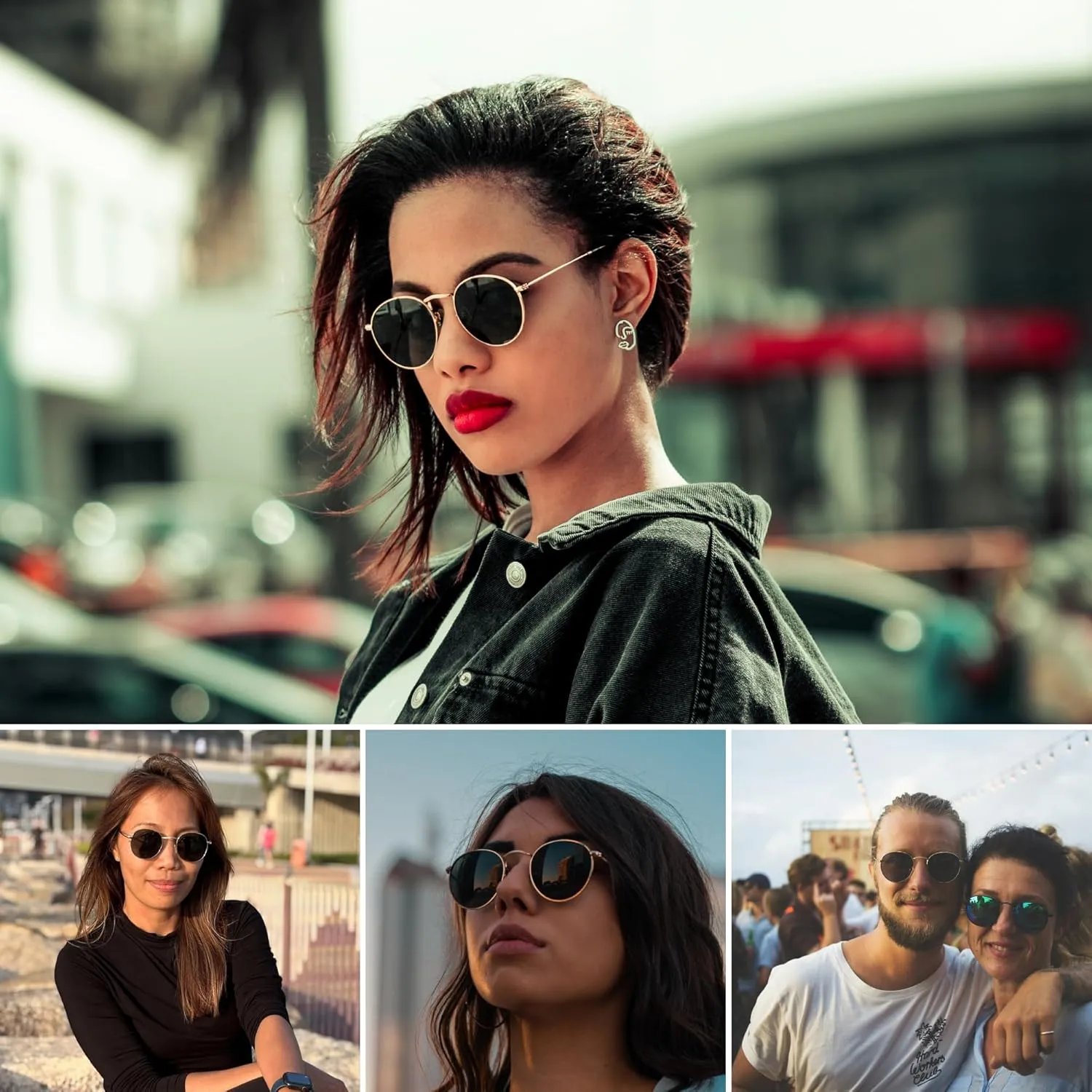 J S Rehua Old School Round Metal Sunglasses for Women Men | Polarized UV400 | Trendy Vintage Style