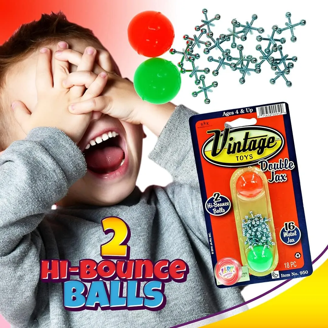 JA-RU Vintage Metal Jacks Game Set/Two Bouncy Balls. (6 Packs) Mini Jax Toy for Kids, Boys & Girls. Classic Family Retro Classics. Bulk Party Favors, Stocking Stuffers. 950-6p