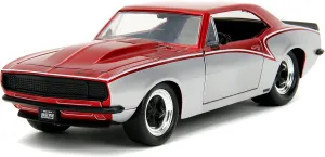 Jada 1967 Chevrolet Camaro Candy Red and Silver Metallic Bigtime Muscle Series 1/24 Diecast Model Car
