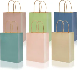 JarThenaAMCS 36 Pcs Boho Kraft Paper Gift Bags with Handles - Vintage Treat Bags for Wedding, Baby Shower, Birthday Parties