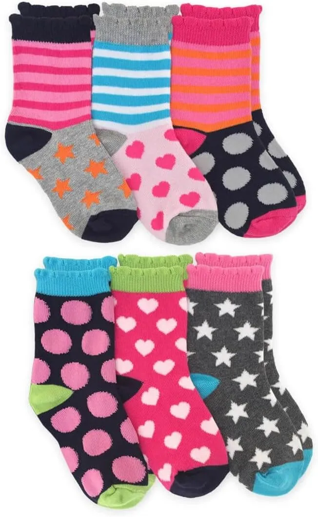 Jefferies Socks Girls Fashion Novelty Colorful Pattern Crew Socks 9 Pair Pack