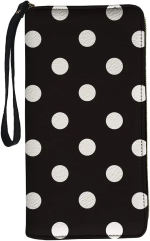 Jeiento Polka Dot Wristlet Wallet for Women Fashion Handbag Money Clips Phone Holder Clutch Bag Zip Around with Wristlet Strap for Girls Womens Leather Purse Lady Travel Business