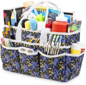 JJRING Craft Tote Storage Bag, Art Organizer Tote Bag with Multiple Pockets, Craft Supply Bag for Art, Craft, Sewing, and Office Supplies, Black, JT0640