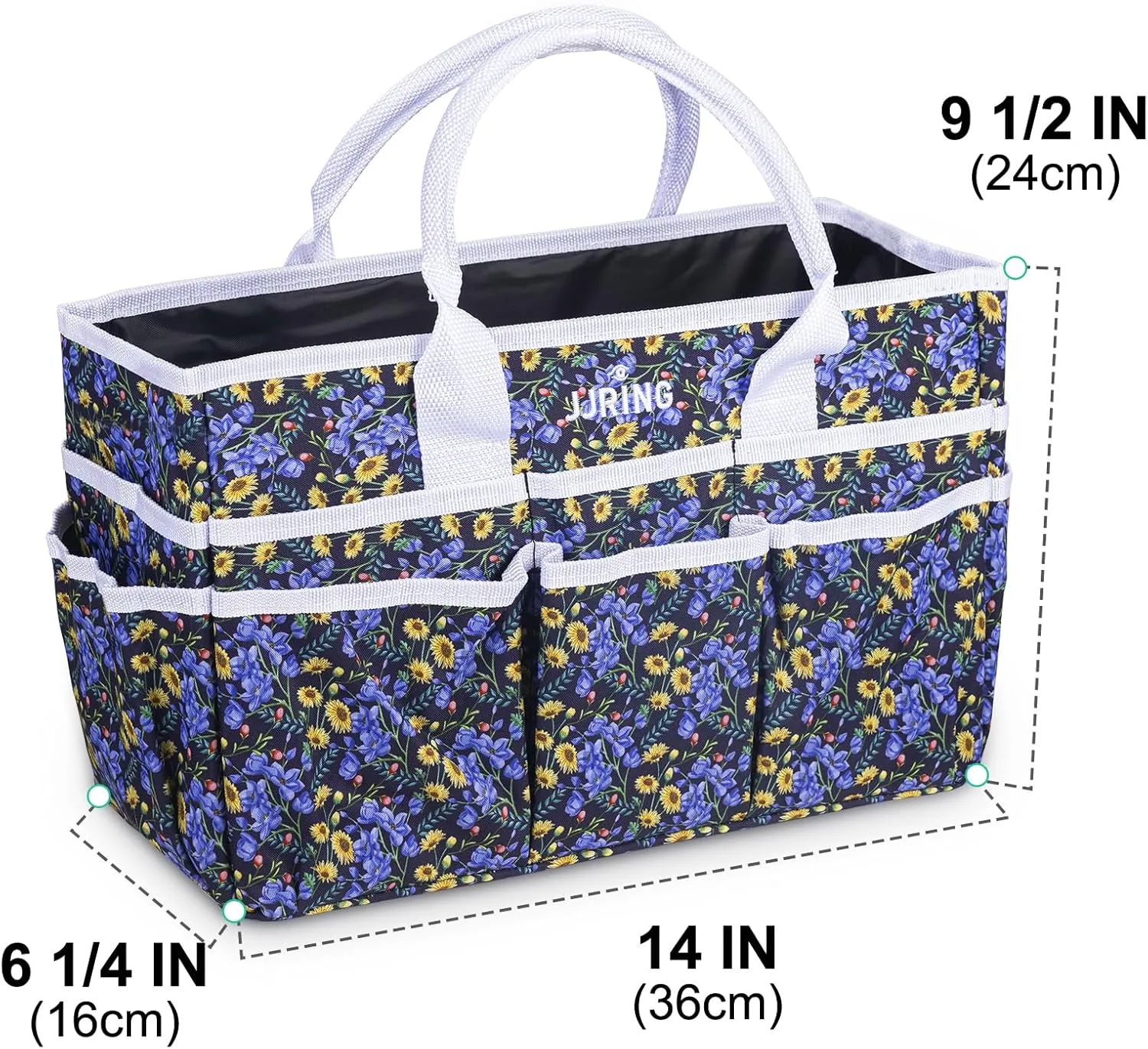 JJRING Craft Tote Storage Bag, Art Organizer Tote Bag with Multiple Pockets, Craft Supply Bag for Art, Craft, Sewing, and Office Supplies, Black, JT0640