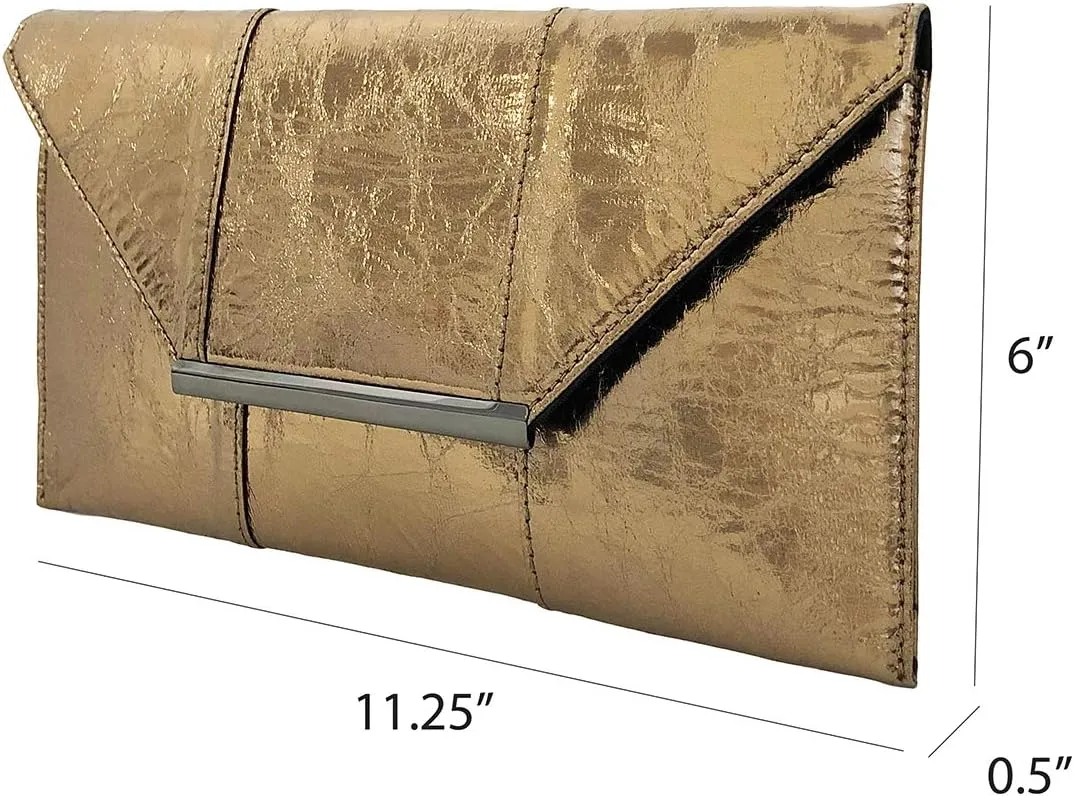 JNB Women's Metallic Material Clutch Purse