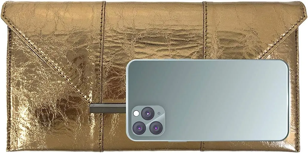 JNB Women's Metallic Material Clutch Purse
