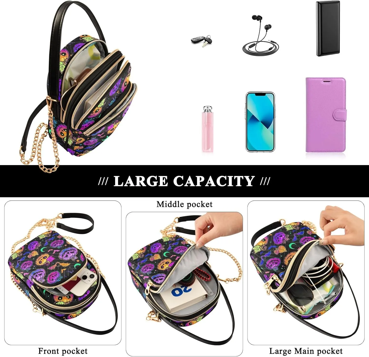 Joisal Colorful Wildflowers Crossover Bags for Women Trendy Small Shoulder Purse, Wallet Purse for Women