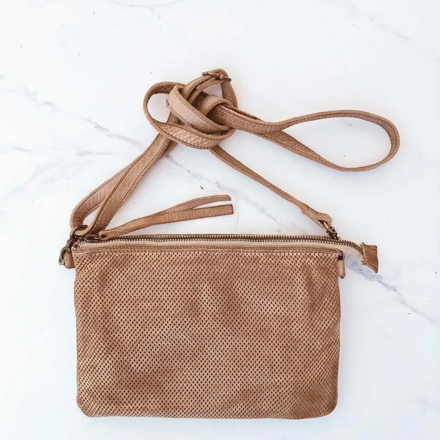 JUJU & CO  Small Perforated Shoulder Bag - Natural