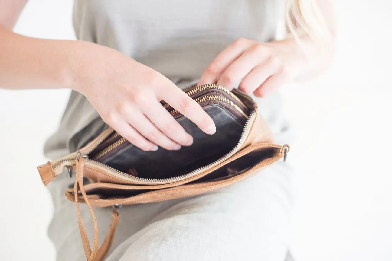 JUJU & CO  Small Perforated Shoulder Bag - Natural