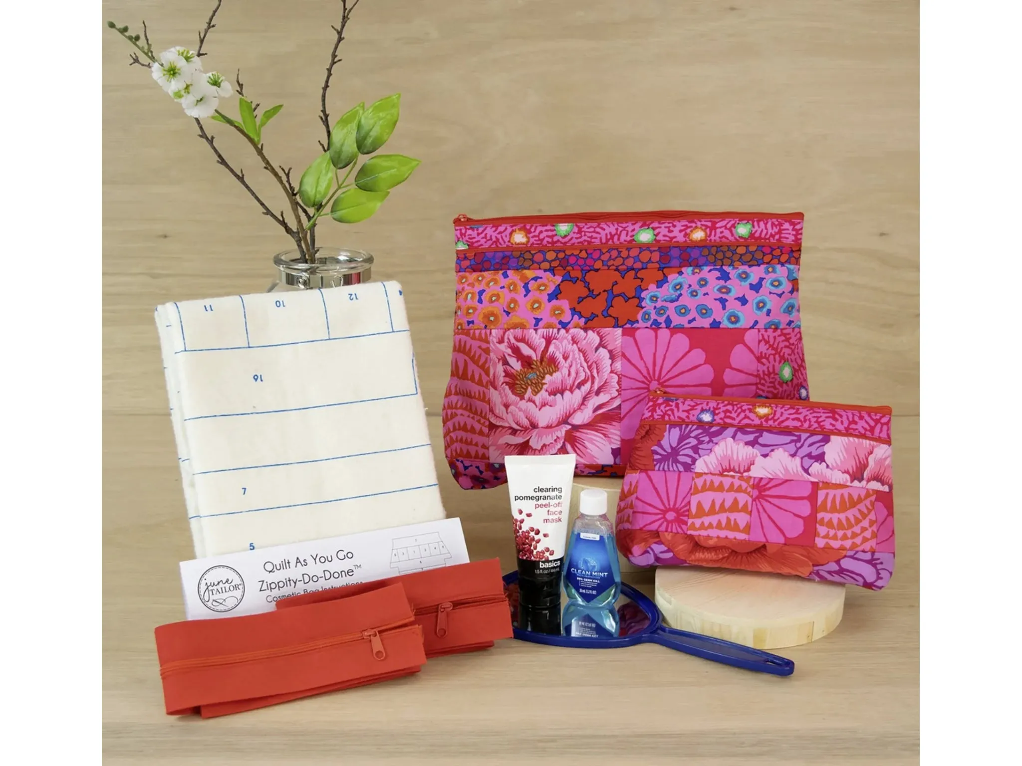 June Tailor Quilt As You Go Cosmetic Bags Red