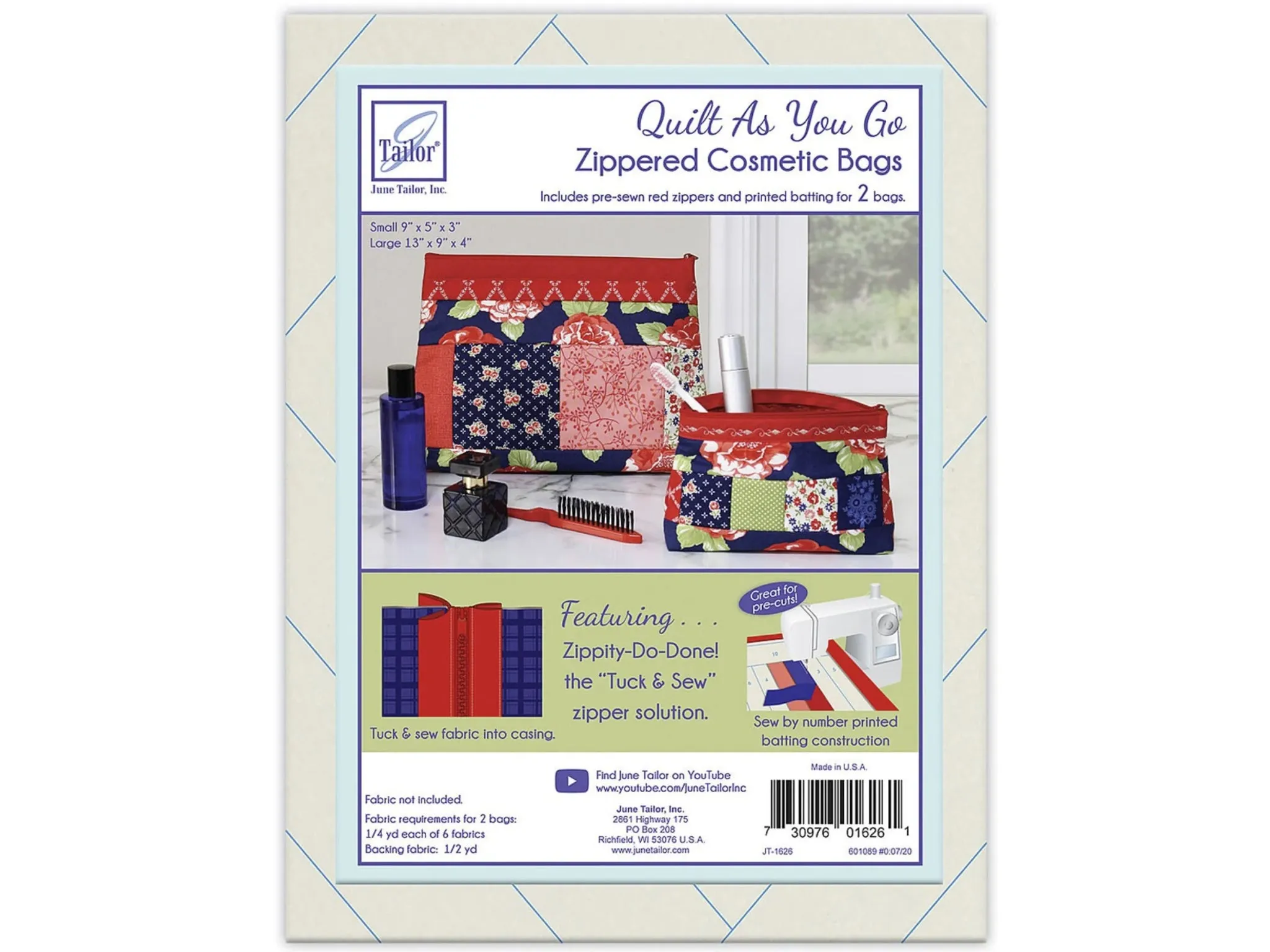 June Tailor Quilt As You Go Cosmetic Bags Red