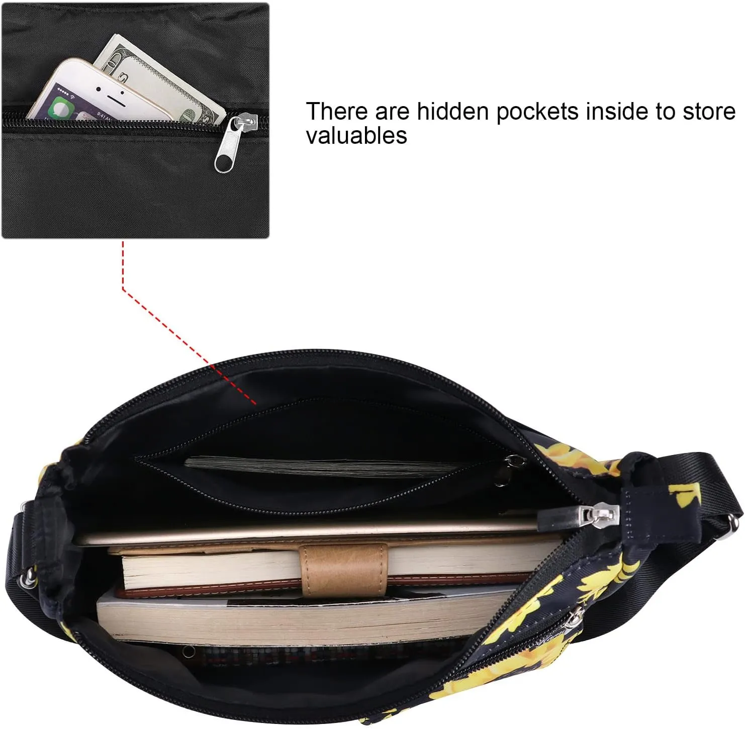 Kamo Crossbody for Women - Multi-pocket Shoulder Lightweight Messenger Casual Printed Purse Handbag Travel Bag