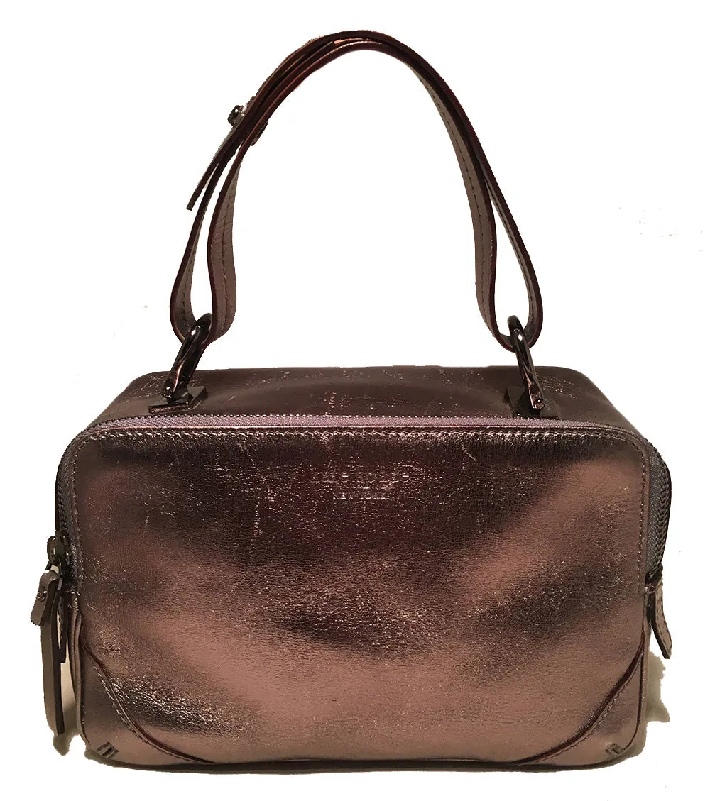 Kate Spade Gunmetal Silver Leather Soft Box Zip Around Travel Case Handbag