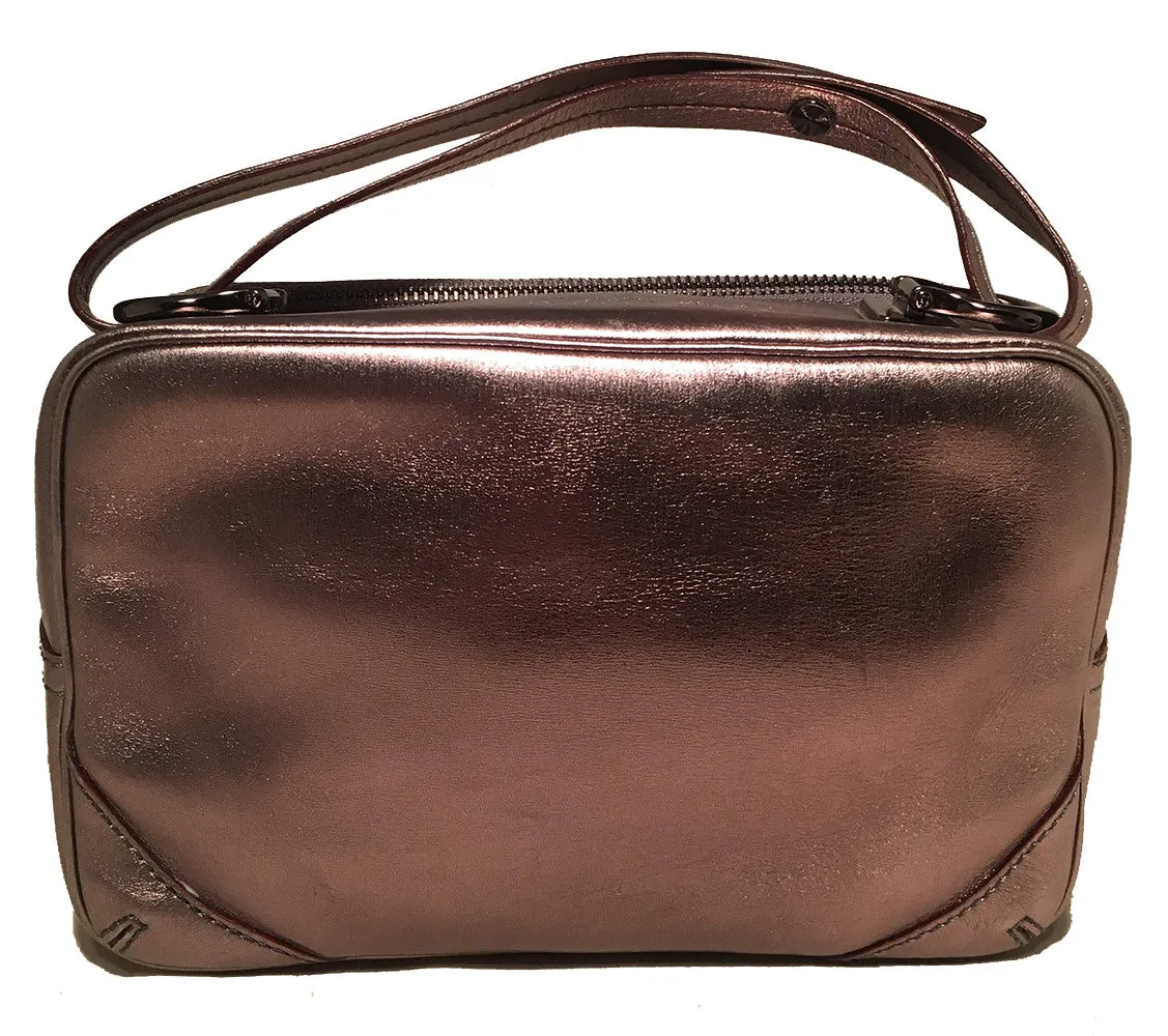 Kate Spade Gunmetal Silver Leather Soft Box Zip Around Travel Case Handbag