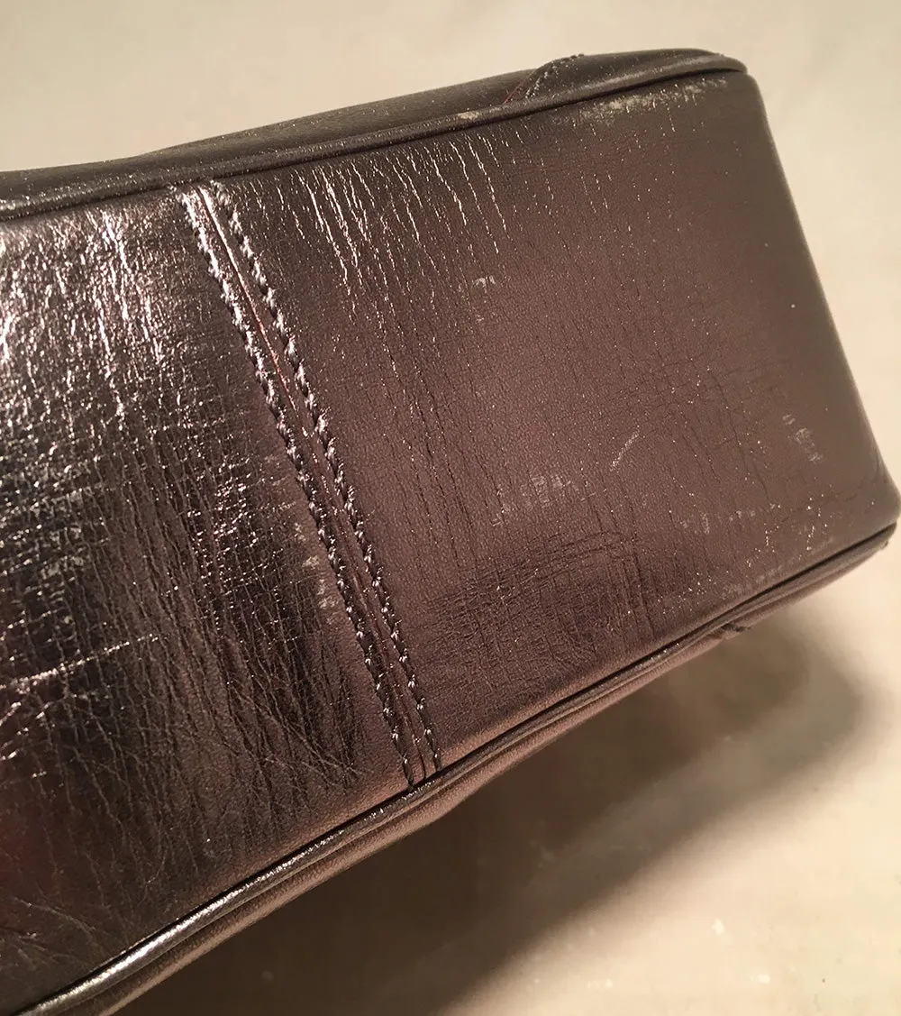 Kate Spade Gunmetal Silver Leather Soft Box Zip Around Travel Case Handbag