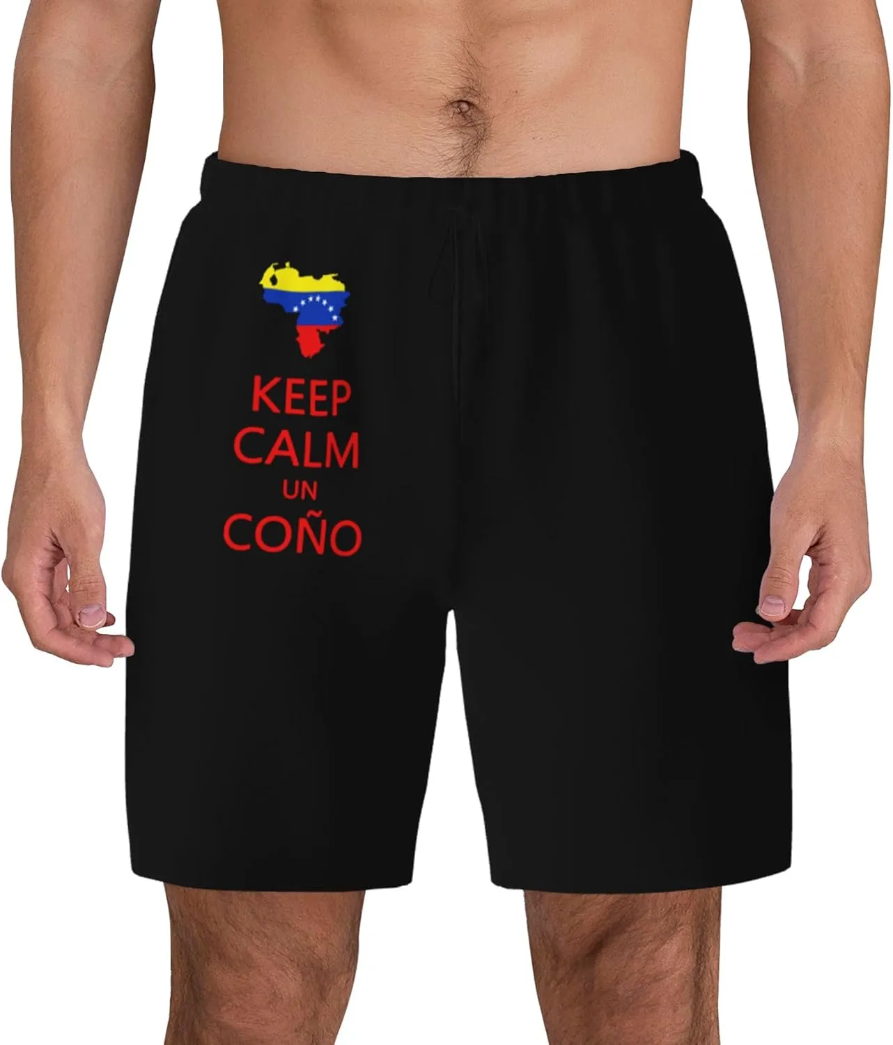 Keep Calm Un Cono SOS Venezuela Mens Double Layer Swim Trunks Summer Casual Board Shorts