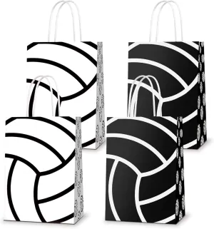 KERINGO 16 PCS Volleyball Gift Bags Volleyball Party Favor Treat Bags Volleyball Snacks and Candy Bags with Handles for Volleyball Theme Adults Birthday Party Decor