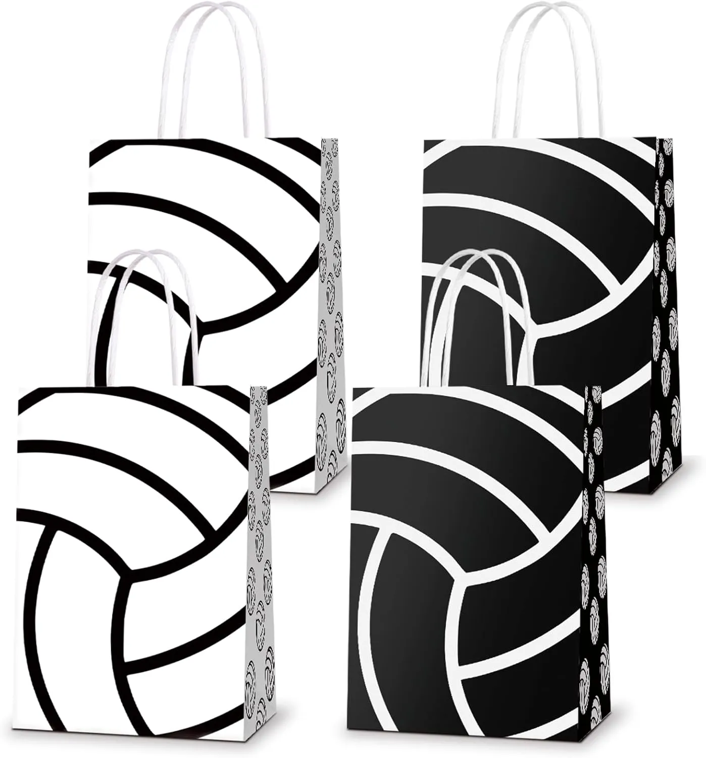 KERINGO 16 PCS Volleyball Gift Bags Volleyball Party Favor Treat Bags Volleyball Snacks and Candy Bags with Handles for Volleyball Theme Adults Birthday Party Decor