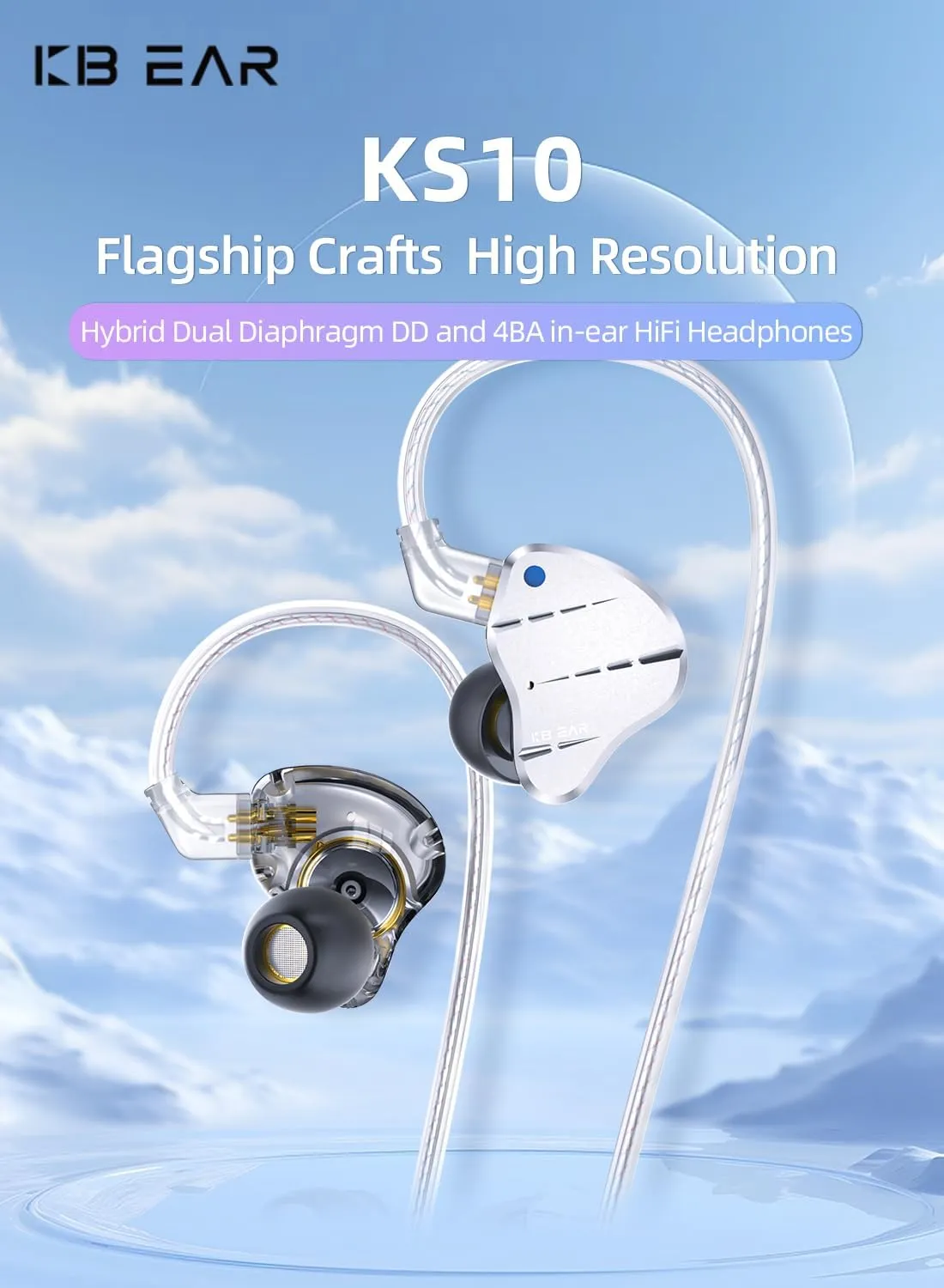 Kinboofi Gaming Earbuds Headphone,KBEAR KS10 Hybrid Dual Diaphragm DD and 4BA in-Ear HiFi Earbuds Earphones,IEM Gaming Headphonese with Tangle-Free Detachable Cable (KS10-Purple, NO Microphone)…