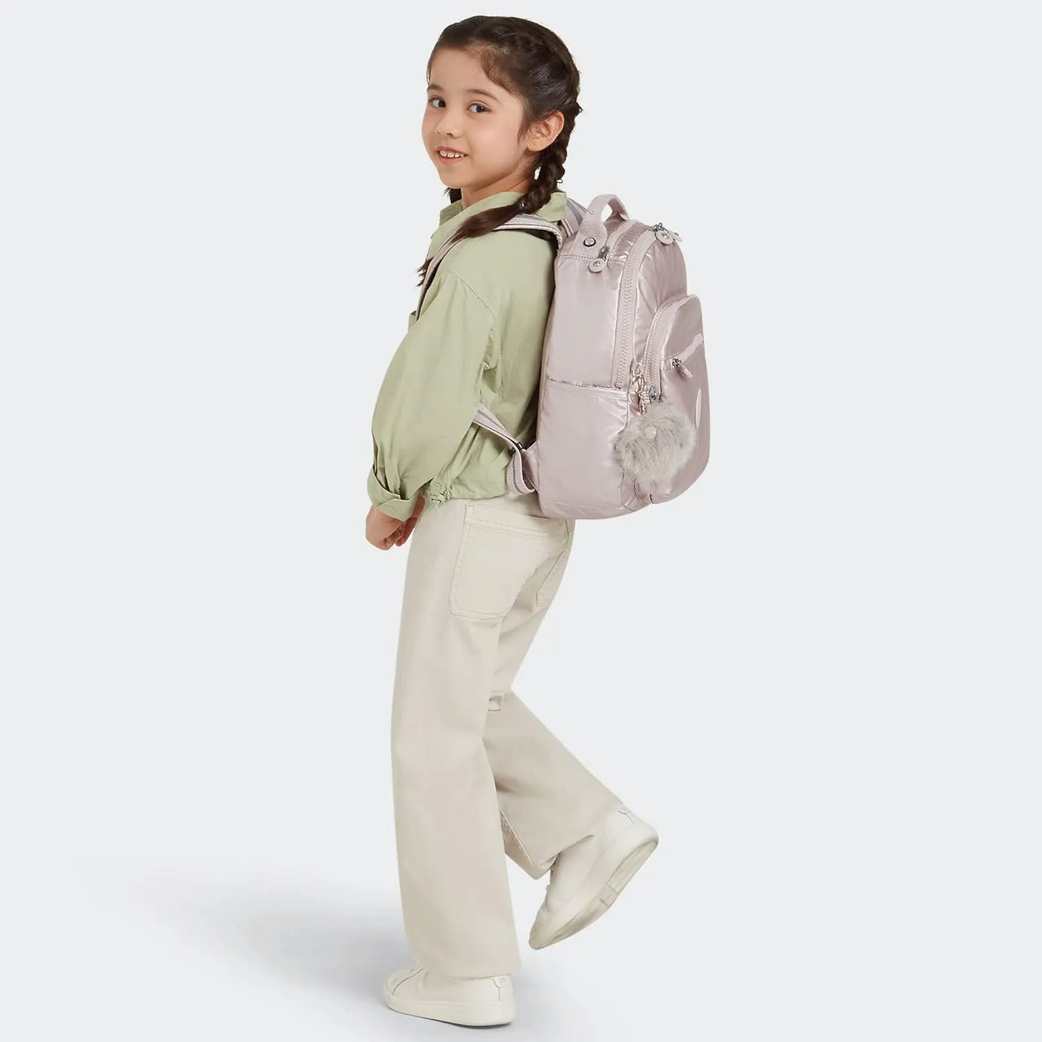 Kipling Seoul Small Metallic Tablet Backpack Metallic Rose