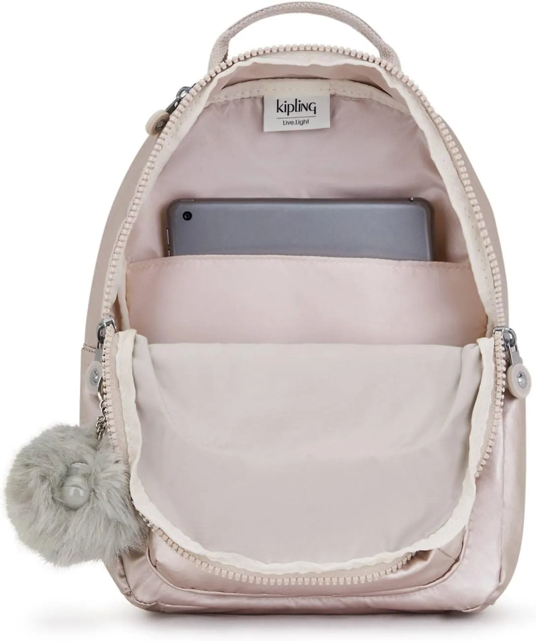 Kipling Seoul Small Metallic Tablet Backpack Metallic Rose