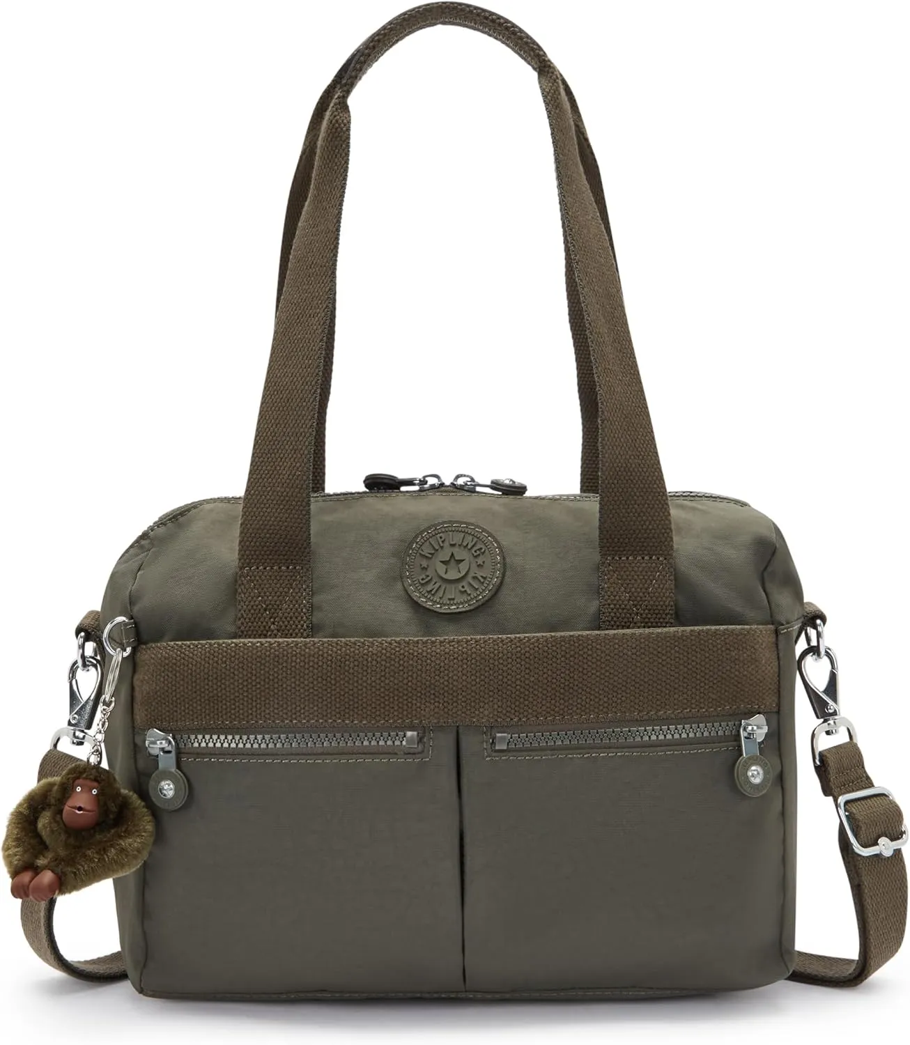 Kipling Women's Klara Handbag, Organize Accessories, Removable Shoulder Strap, Dual Carry Handles, Crinkle Nylon Bag