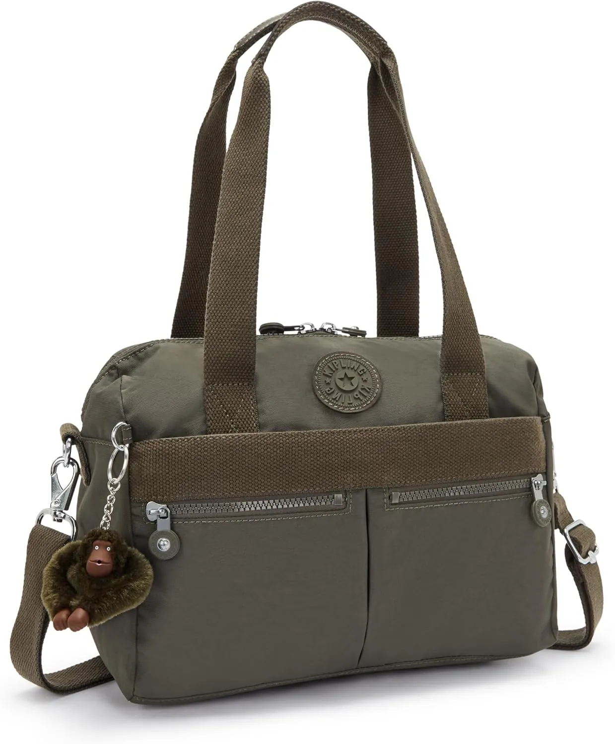 Kipling Women's Klara Handbag, Organize Accessories, Removable Shoulder Strap, Dual Carry Handles, Crinkle Nylon Bag