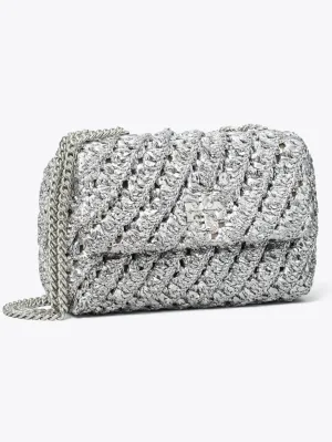 Kira Woven Mini Flap - Silver