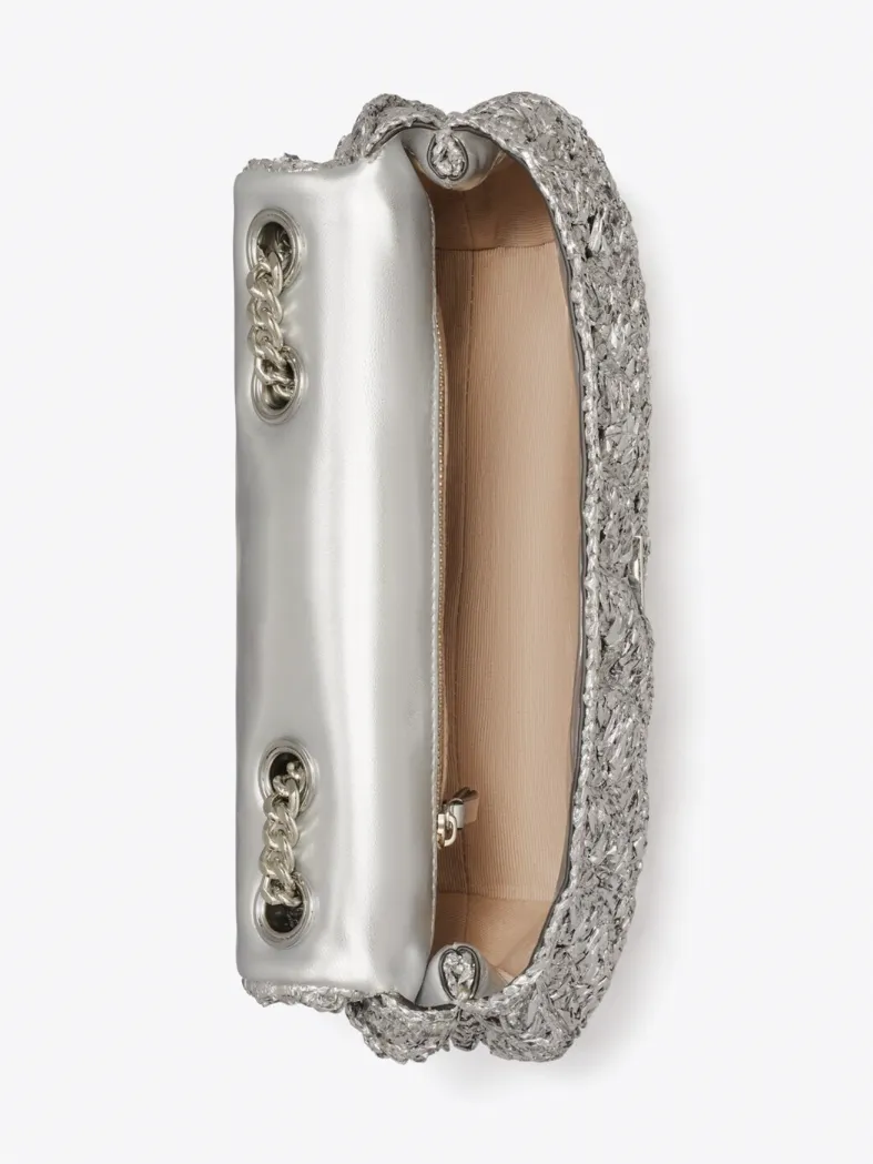 Kira Woven Mini Flap - Silver