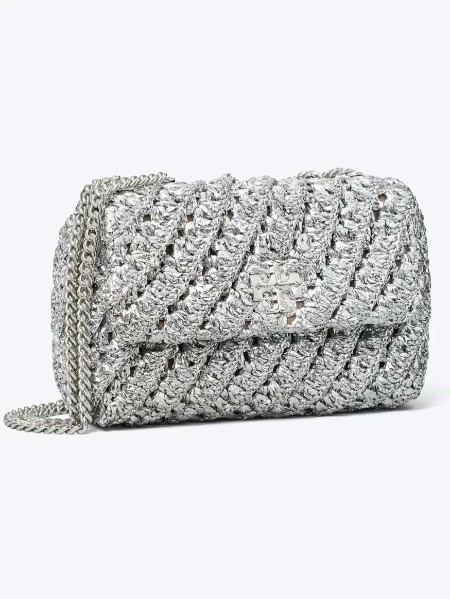 Kira Woven Mini Flap - Silver