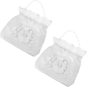 Kisangel 2pcs Elegant Drawstring Wedding Bags Lightweight and Portable Bridal Pouches for Money and Personal Items Sturdy Construction for Bridesmaids and Wedding Favors