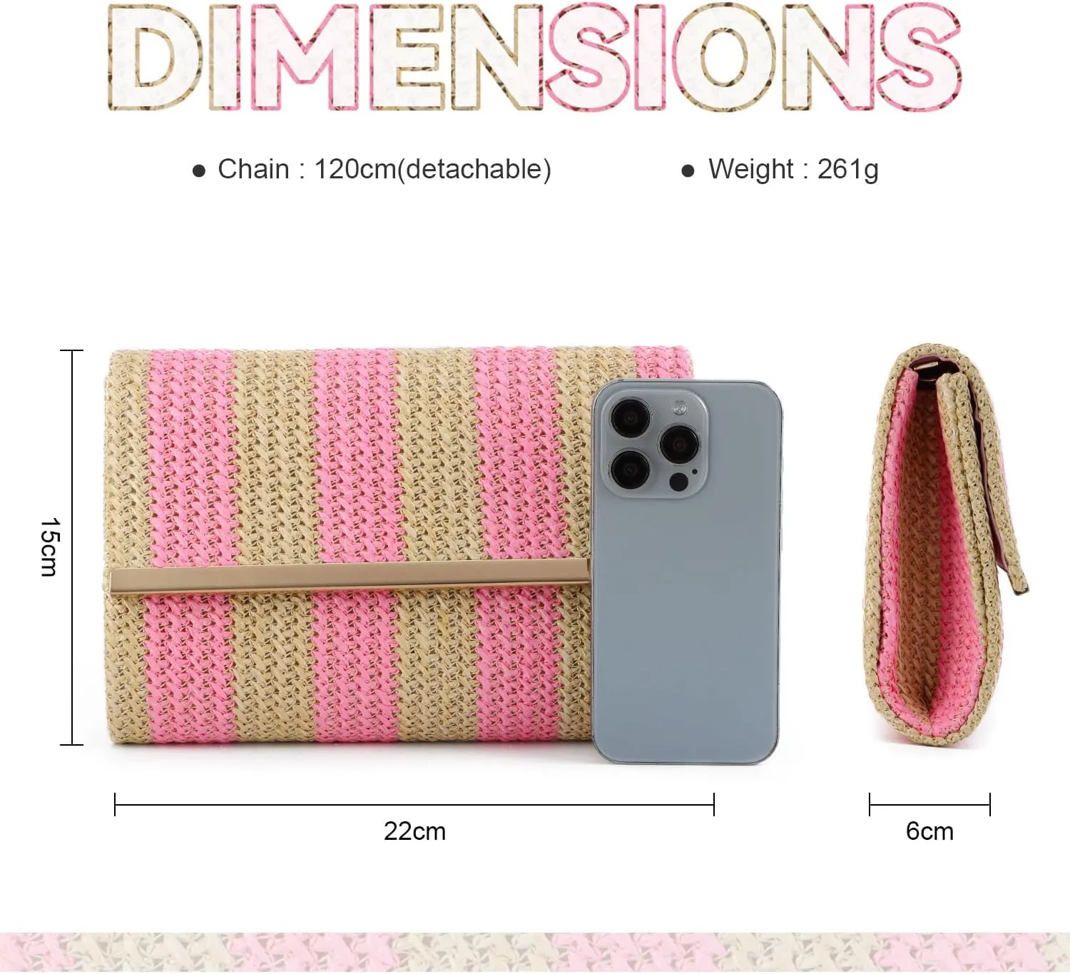 KUANG! Straw Clutch Purse Women Woven Straw Shoulder Bags Summer Beach Envelope Handbag Wallet