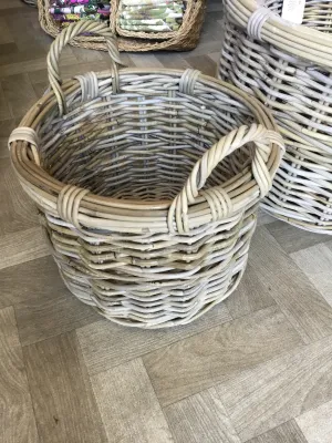 Kubu Round Rattan Basket with Ear Handles - Small