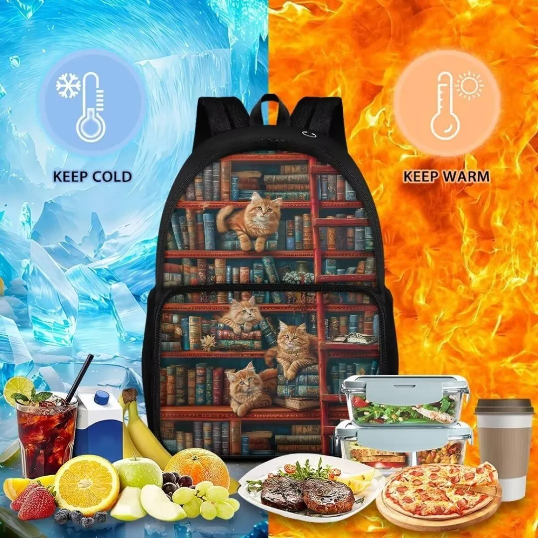 Kuiaobaty Cats Shoulder Bag for Teen Boys Cartoon Book Bag for College Durable Shoulder Backpack with Zipper Casual Schoolbag with Handle Kids Knapsack for Boys Gift for Back to School