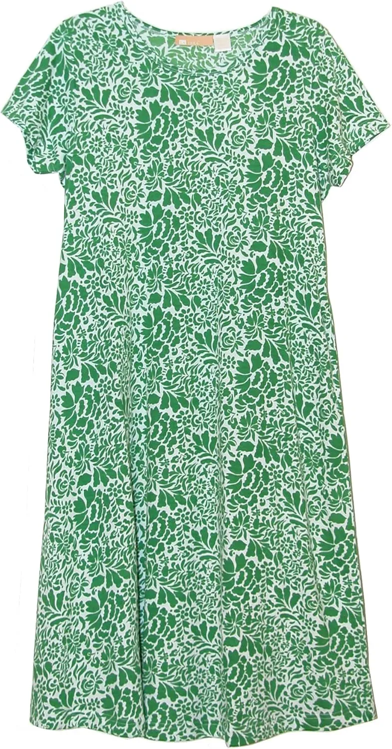 LA CERA Women's Cotton Sun Dresses A-Line with Scoop Neck, Short Sleeves, Side Pockets, Floral Patterns, Machine Wash