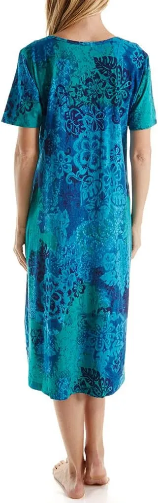 LA CERA Women's Cotton Sun Dresses A-Line with Scoop Neck, Short Sleeves, Side Pockets, Floral Patterns, Machine Wash