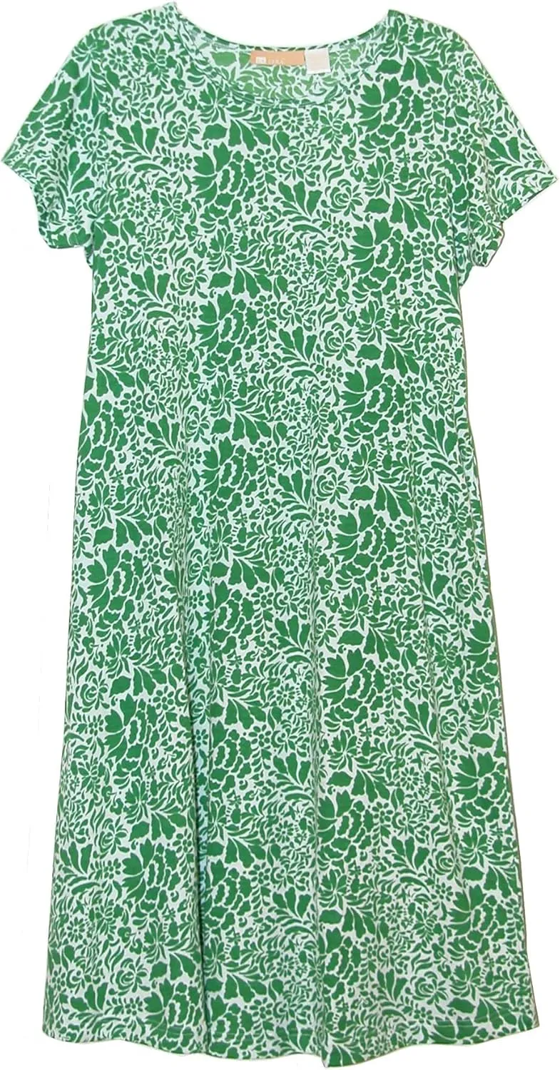 LA CERA Women's Cotton Sun Dresses A-Line with Scoop Neck, Short Sleeves, Side Pockets, Floral Patterns, Machine Wash