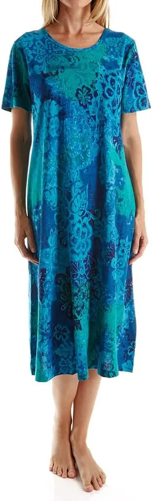LA CERA Women's Cotton Sun Dresses A-Line with Scoop Neck, Short Sleeves, Side Pockets, Floral Patterns, Machine Wash