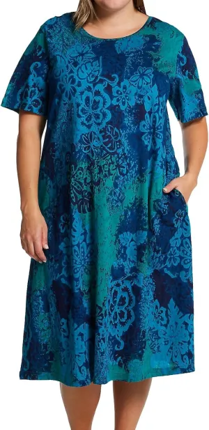 LA CERA Women's Cotton Sun Dresses A-Line with Scoop Neck, Short Sleeves, Side Pockets, Floral Patterns, Machine Wash