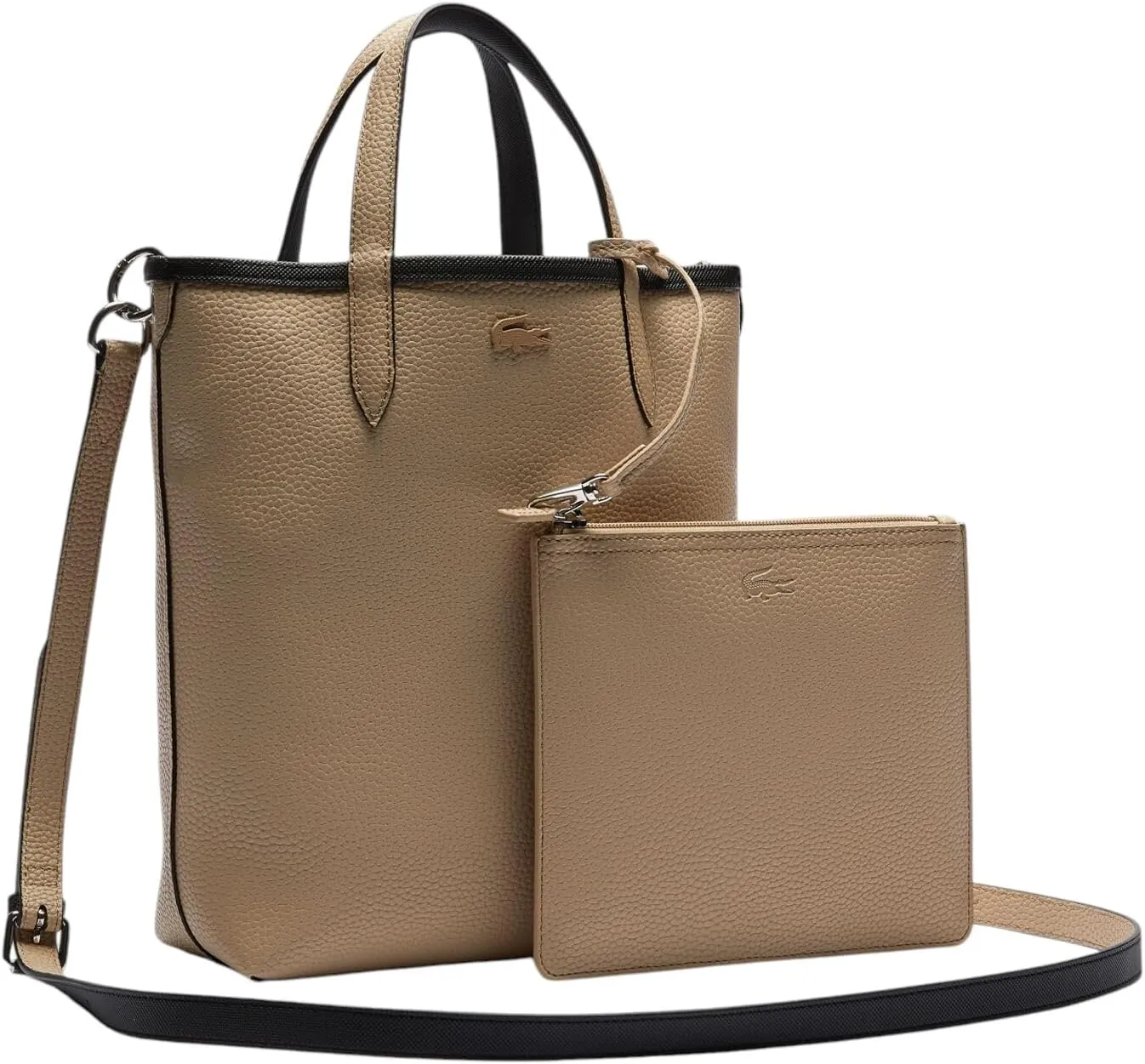 Lacoste Anna Reversible Coated Canvas Tote Bag and Detachable Pouch