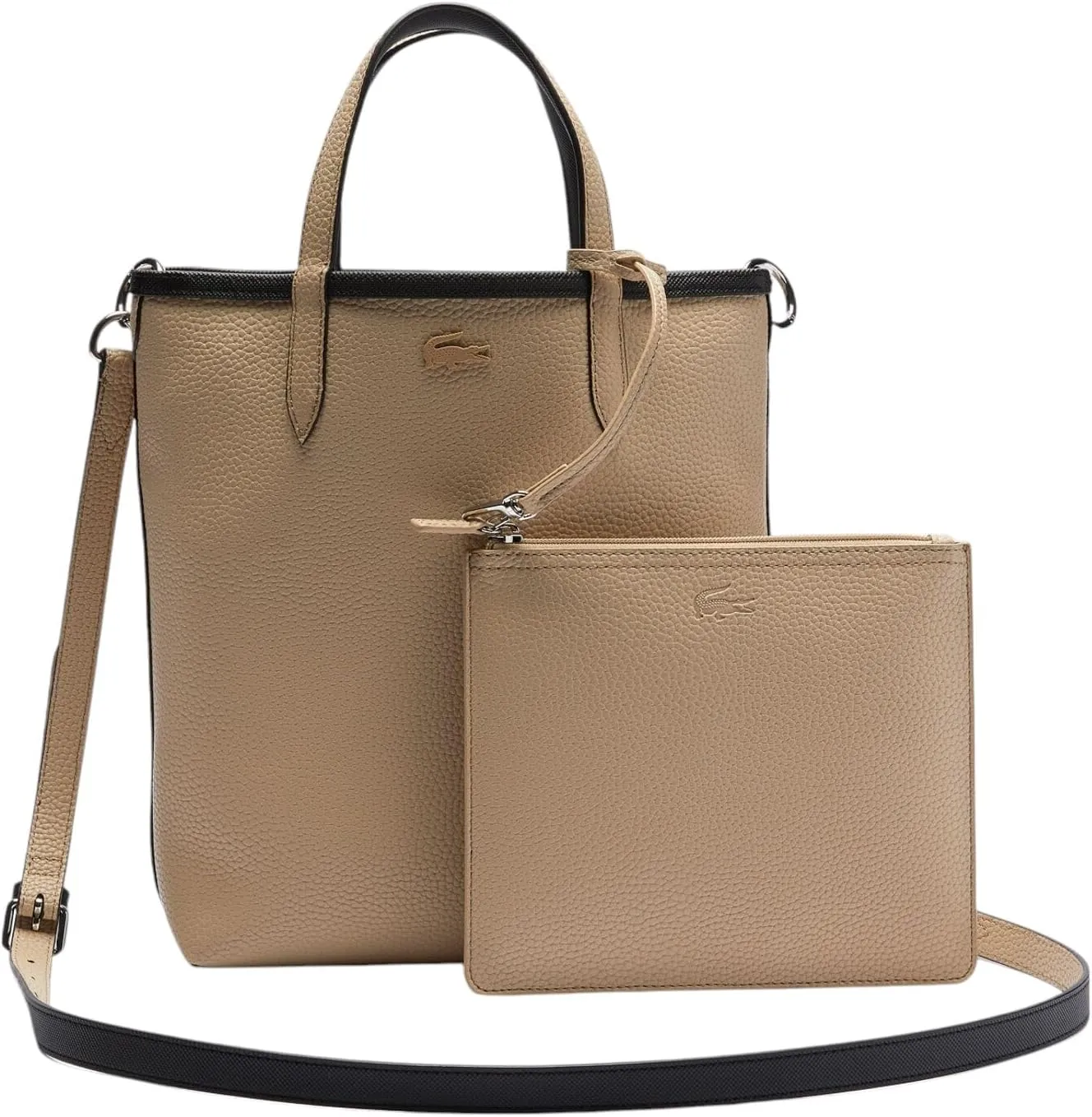 Lacoste Anna Reversible Coated Canvas Tote Bag and Detachable Pouch