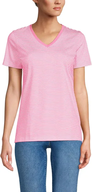 Lands' End Women's Relaxed American-Grown Supima Cotton V-Neck T-Shirt