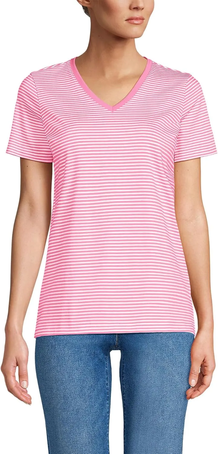 Lands' End Women's Relaxed American-Grown Supima Cotton V-Neck T-Shirt