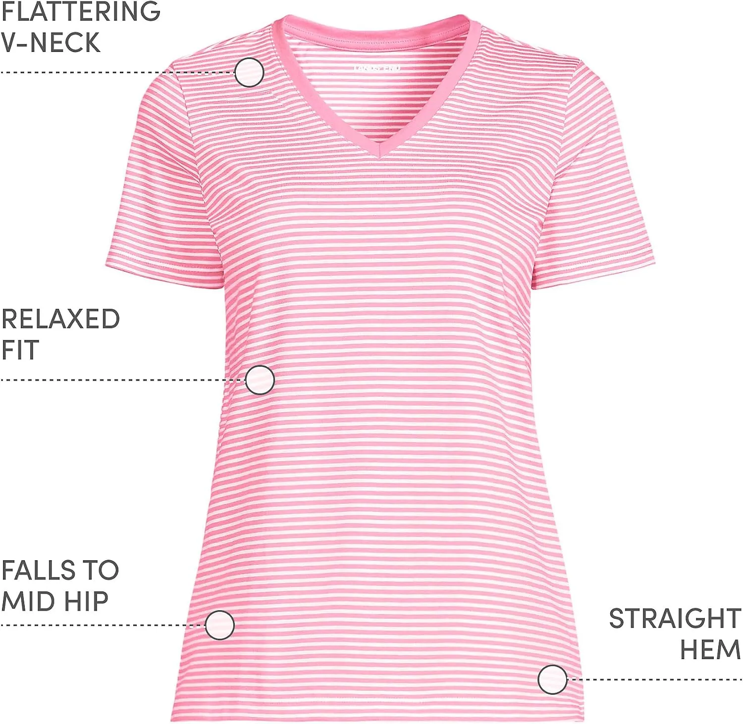 Lands' End Women's Relaxed American-Grown Supima Cotton V-Neck T-Shirt