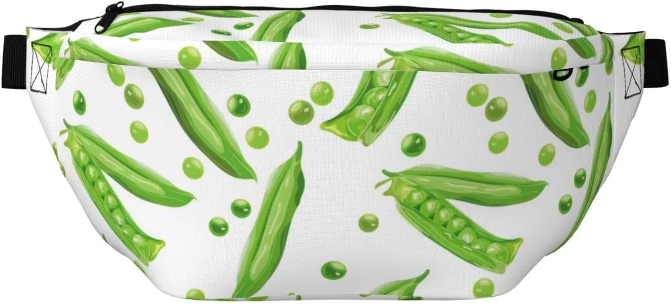 Large Fanny Packs for Women Men Cross Body - funny green Peas Travel Crossbody Bags for Women Trendy, Belt Bag for Women Men Crossbody, Waist Bag for Women With Adjustable Strap