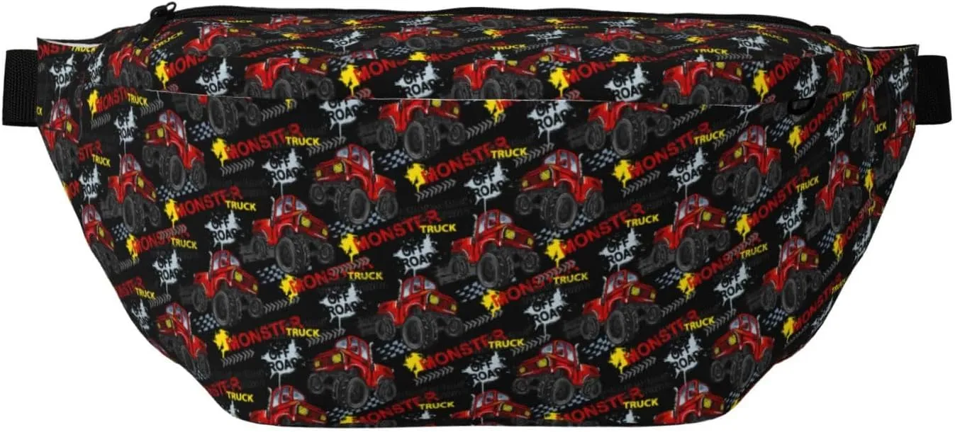 Large Fanny Packs for Women Men Cross Body - Monster Truck Travel Crossbody Bags for Women Trendy, Waist Bag for WomenBelt Bag for Women Men Crossbody With Adjustable Strap